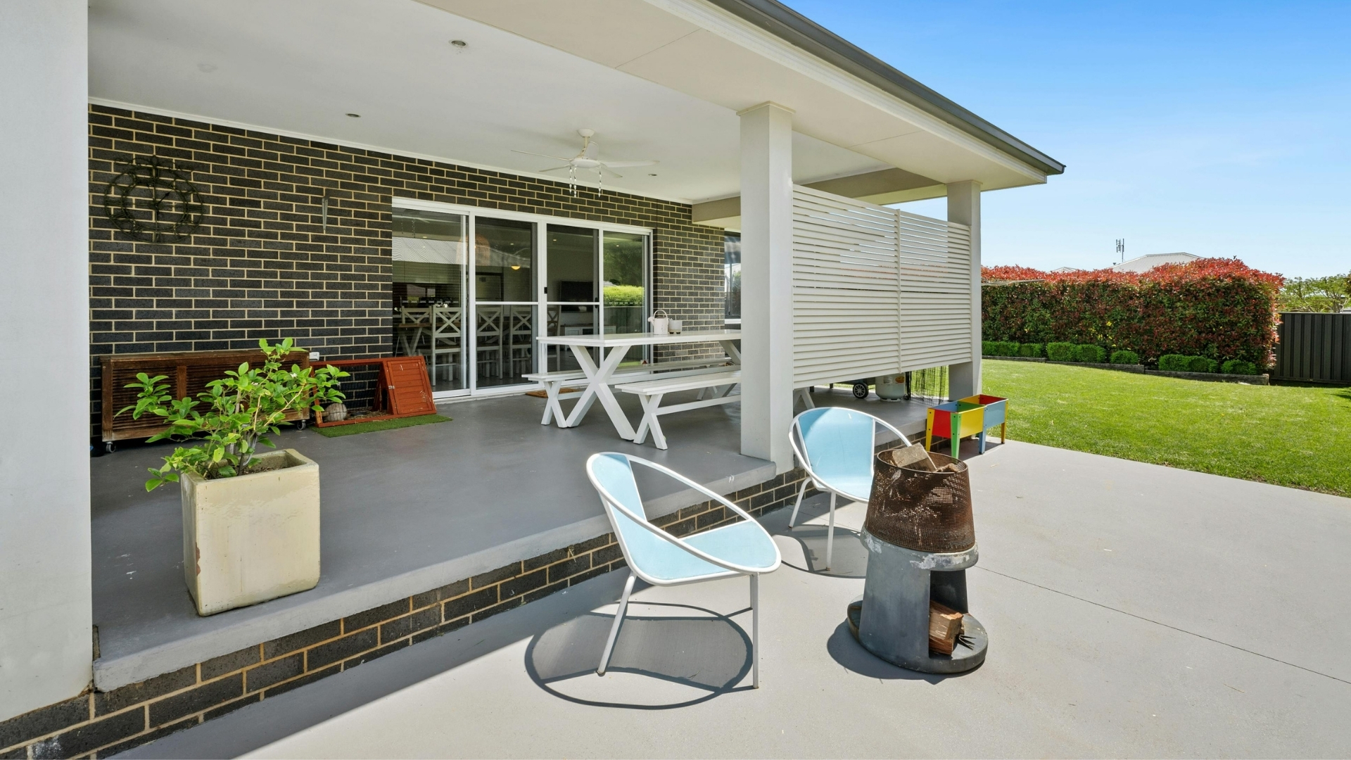 Concrete patio surface installed in Oxford.